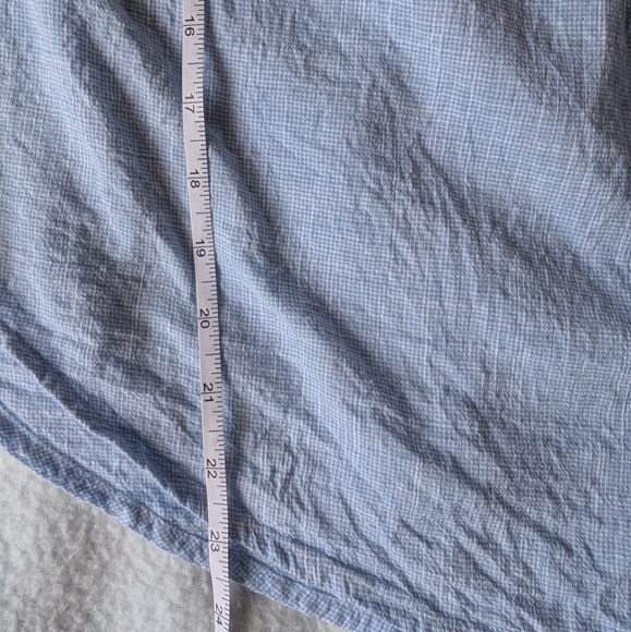 Japna Cotton Blend Short Sleeve Blouse XL Blue Airy Button down Lightweight EUC - Picture 11 of 12
